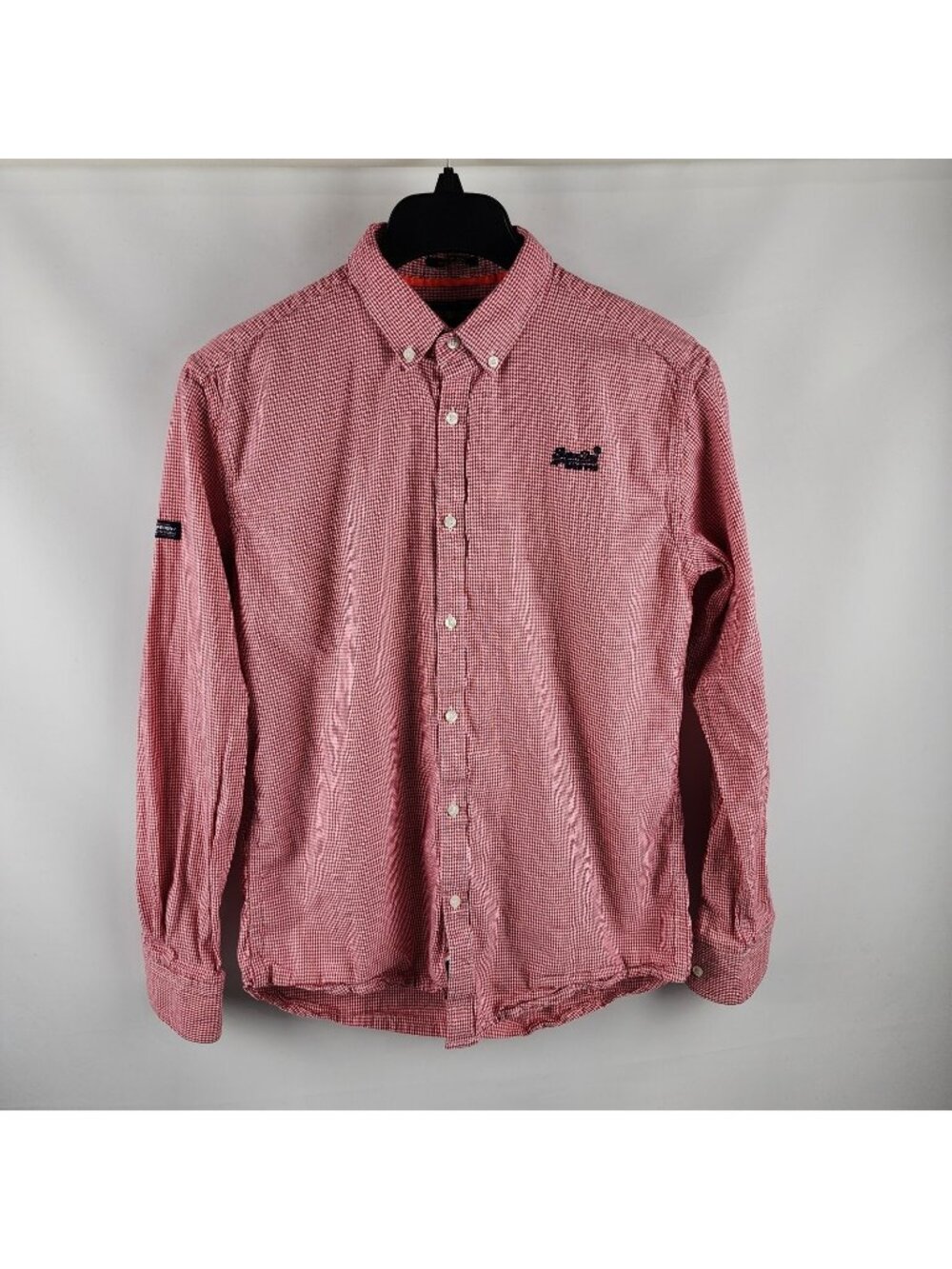 Superdry Shirt Men Large Red White Geometric Premium Regular Fit Button Up